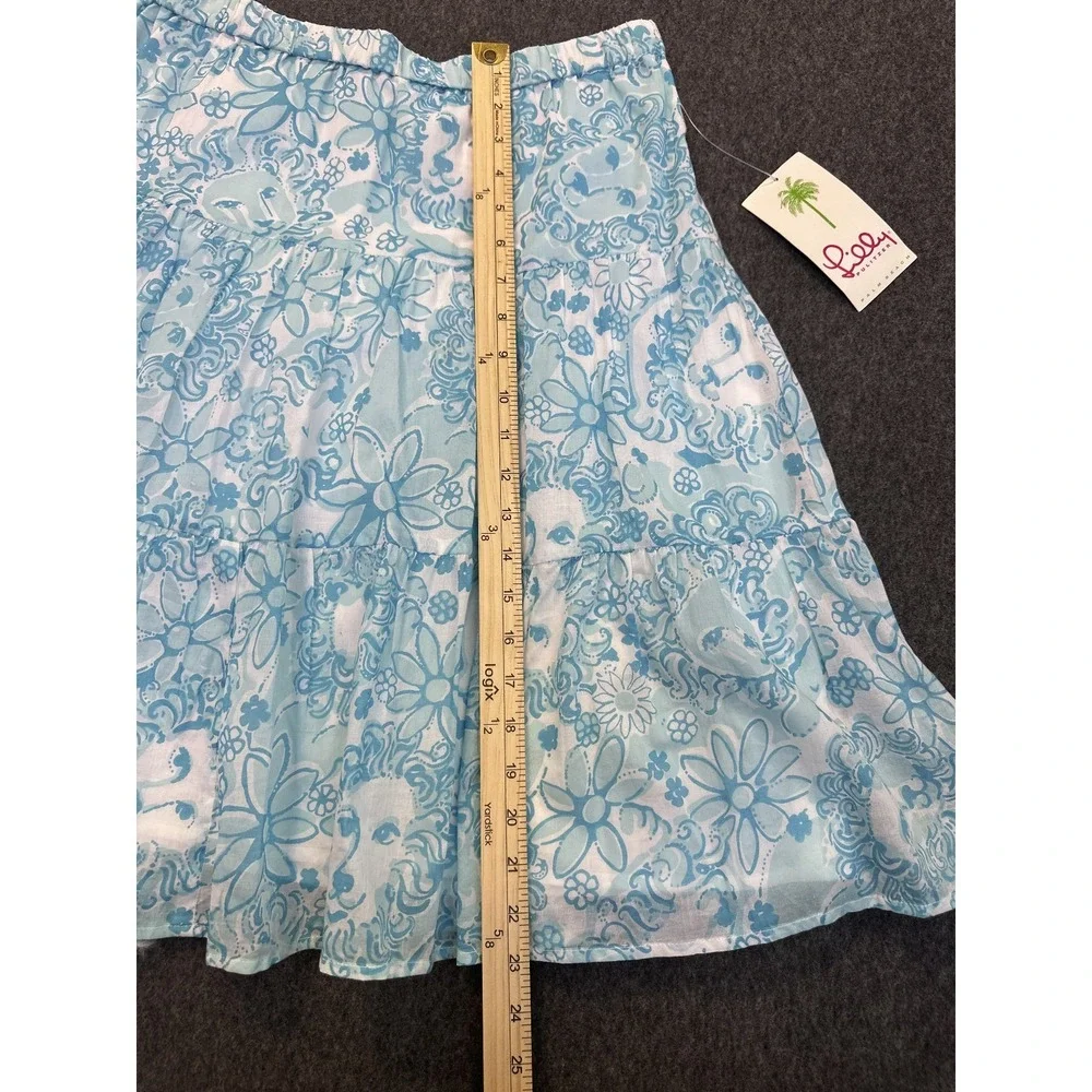 Lilly Pulitzer Tiered Knee Length Shopper Skirt Lion Cotton Size 8 New *Flaws - Picture 5 of 16